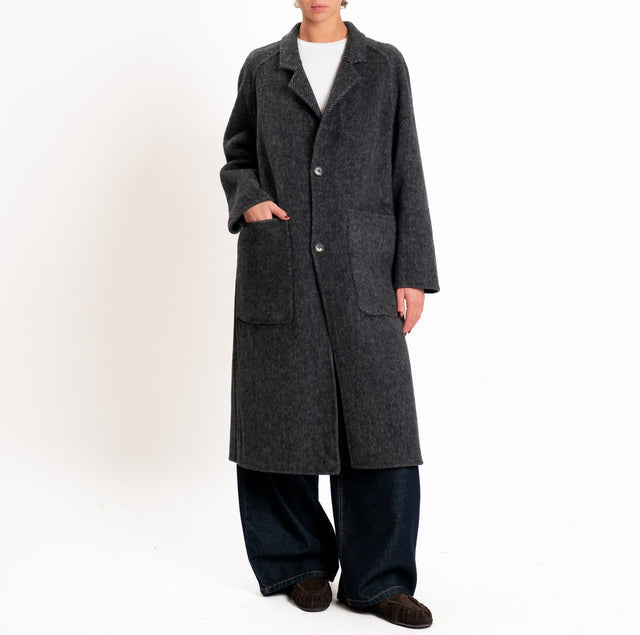 Wu'side-Cappotto DOUBLE FACE misto lana - antracite