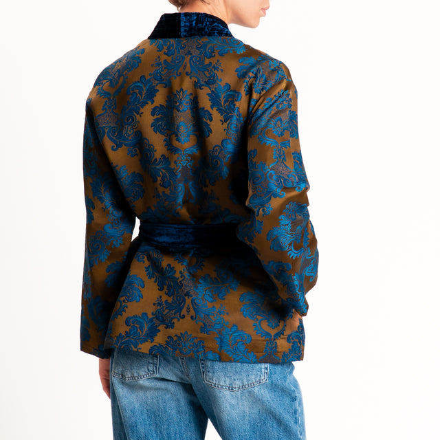 Wu'side-Kimono corto damascato - moro/blu