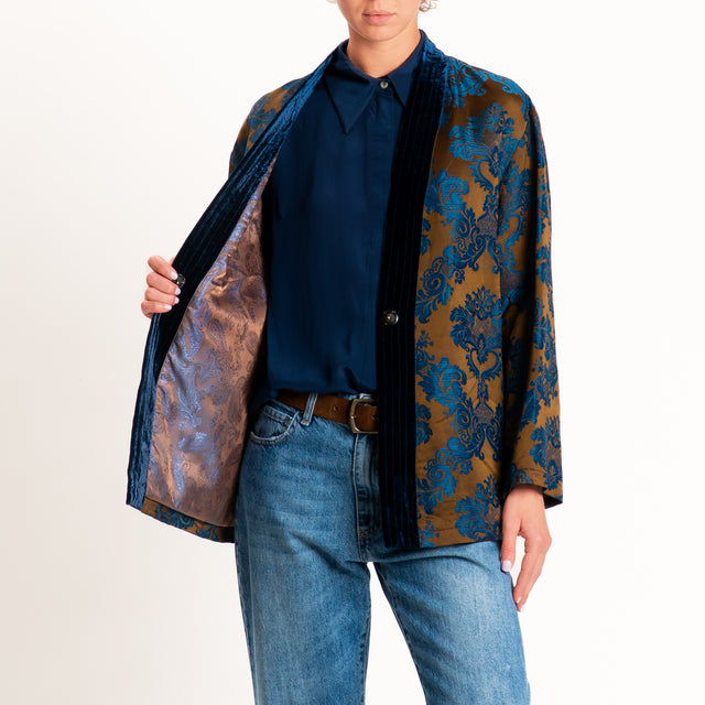 Wu'side-Kimono corto damascato - moro/blu