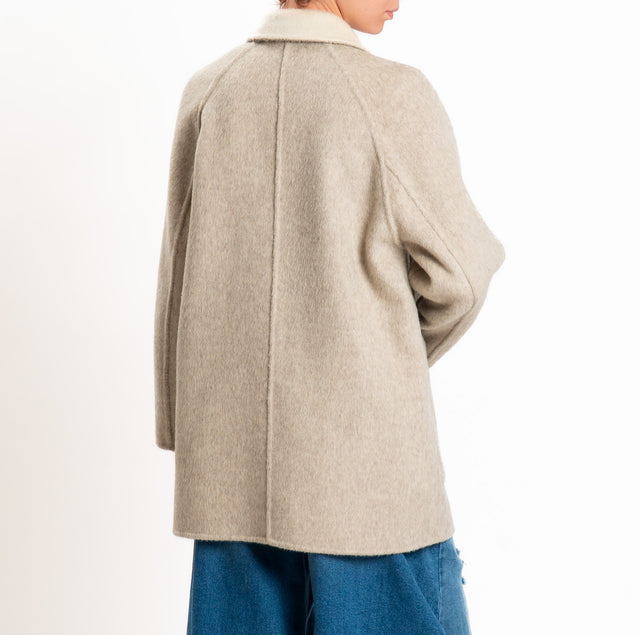 Wu'side-Cappotto DOUBLE FACE 100% lana - avorio/casha
