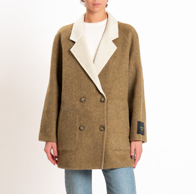 Wu'side-Cappotto DOUBLE FACE 100% lana - beige/avorio