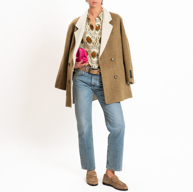Wu'side-Cappotto DOUBLE FACE 100% lana - beige/avorio