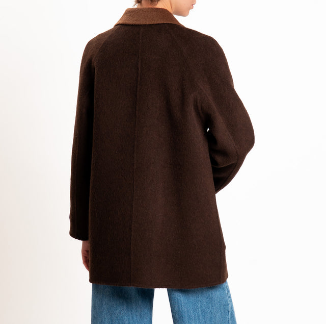 Wu'side-Cappotto DOUBLE FACE 100% lana - moro/choco