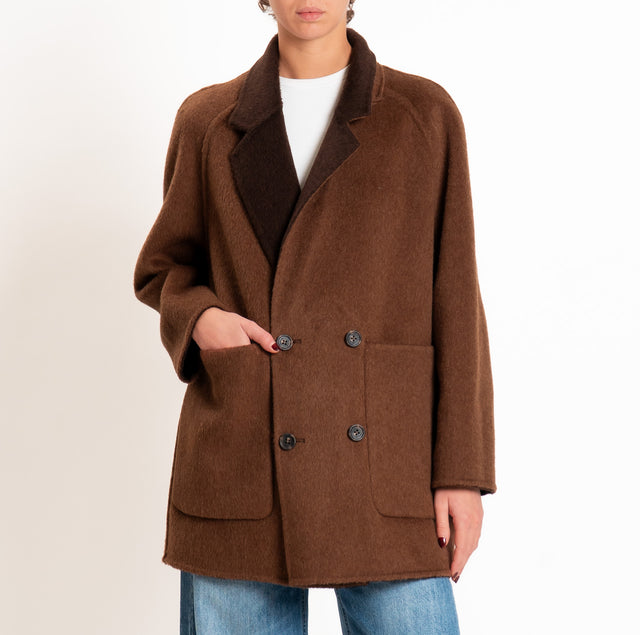 Wu'side-Cappotto DOUBLE FACE 100% lana - moro/choco