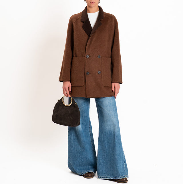 Wu'side-Cappotto DOUBLE FACE 100% lana - moro/choco