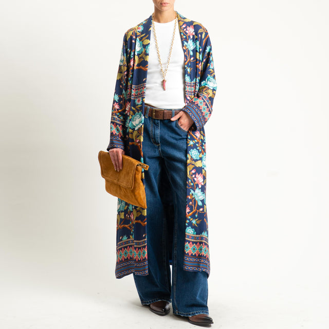 Wu'side-Kimono fantasia floreale - floreale blu/olio/acqua