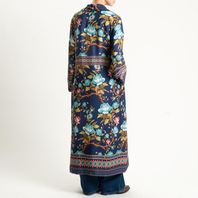 Wu'side-Kimono fantasia floreale - floreale blu/olio/acqua