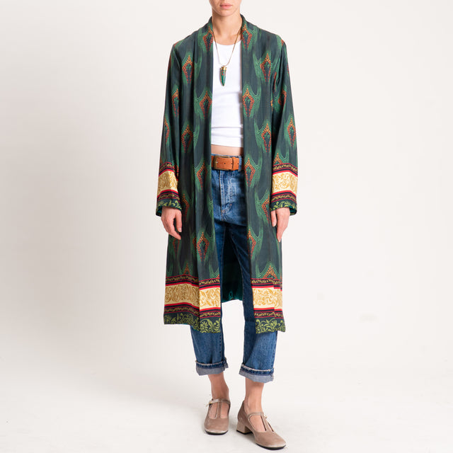 Wu'side-Kimono fantasia con tasche - verde/arancio/sand