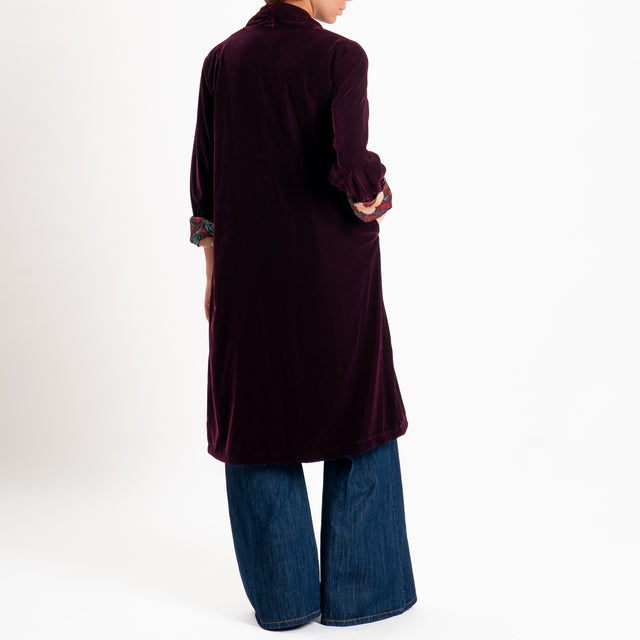 Wu'side-Kimono velluto fodera fantasia - Bordeaux