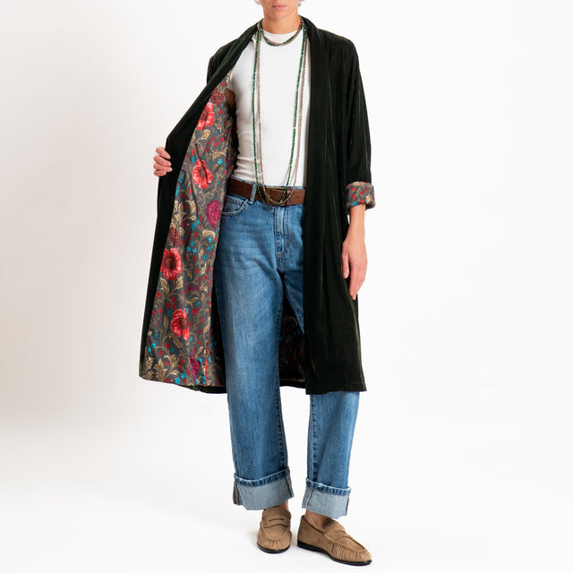 Wu'side-Kimono velluto fodera fantasia - militare