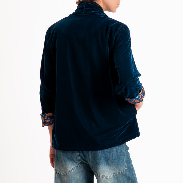 Wu'side-Kimono corto velluto ciniglia - blu