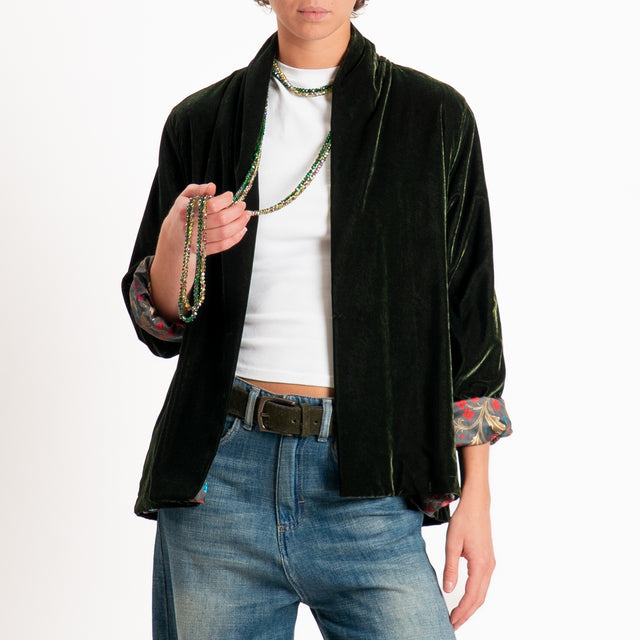 Wu'side-Kimono corto velluto ciniglia - militare