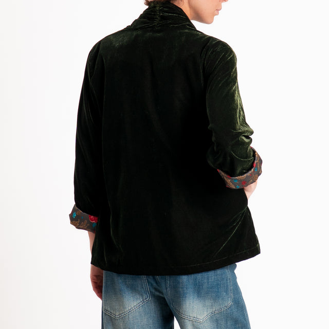 Wu'side-Kimono corto velluto ciniglia - militare