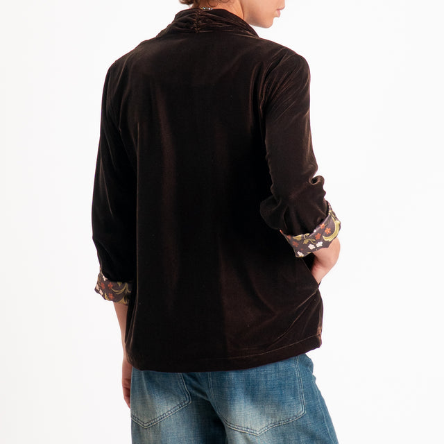 Wu'side-Kimono corto velluto ciniglia - moro