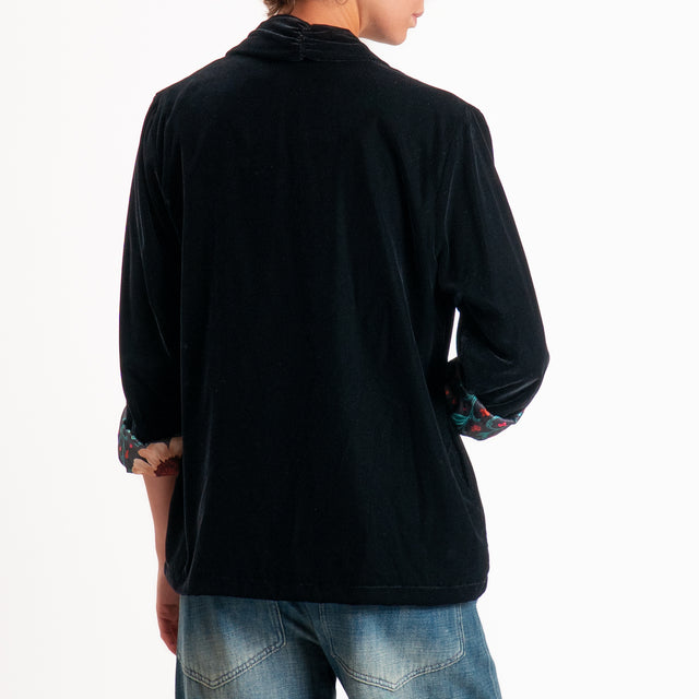 Wu'side-Kimono corto velluto ciniglia - nero