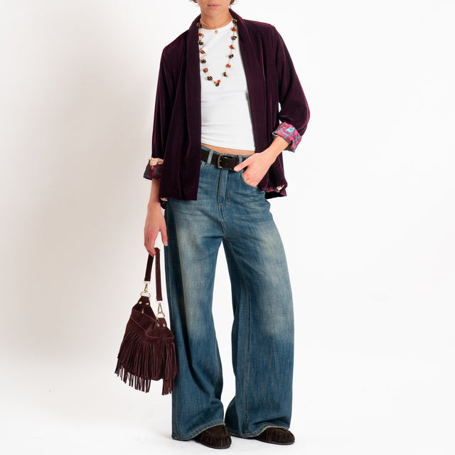 Wu'side-Kimono corto velluto ciniglia - Bordeaux