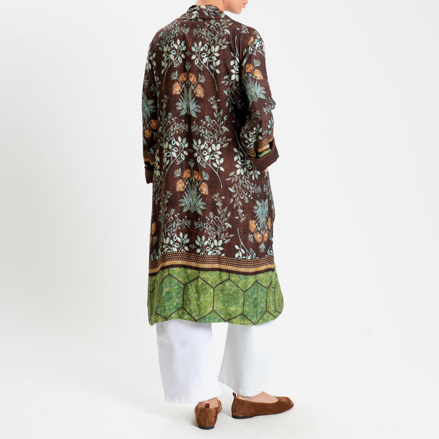 Wu'side-Kimono lungo fantasia floreale - moro/acqua/orange