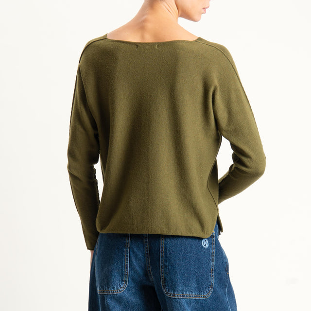 Zeroassoluto-Maglia scollo v con spacchi - olio