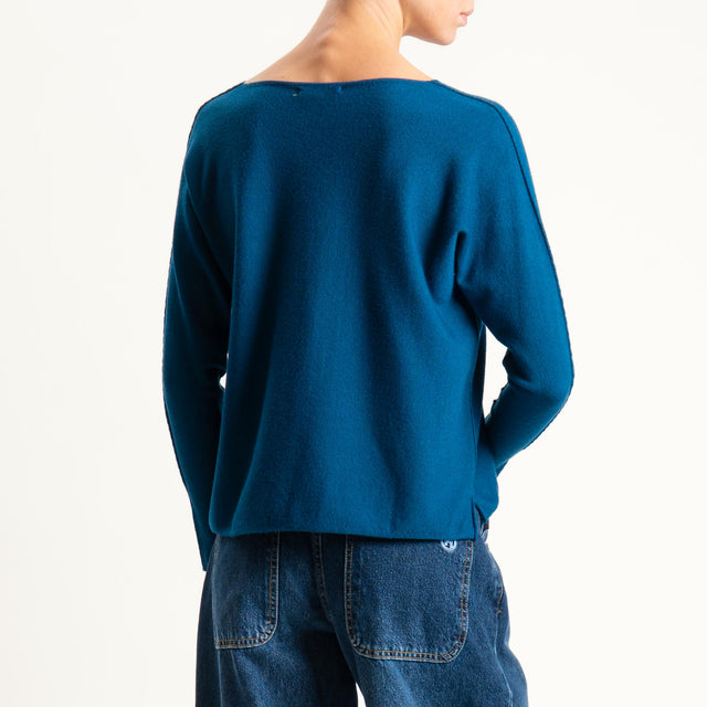Zeroassoluto-Maglia scollo v con spacchi - ottanio