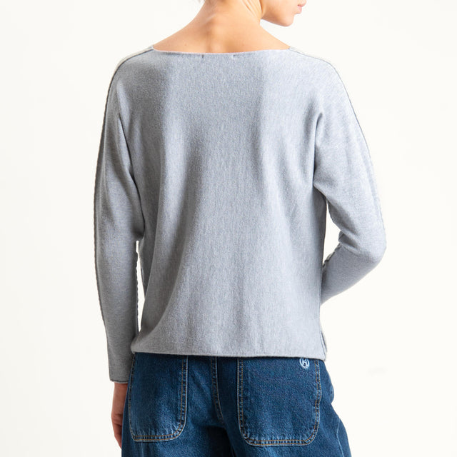Zeroassoluto-Maglia scollo v con spacchi - perla