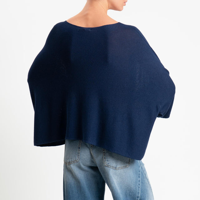 Zeroassoluto-Maglia a scatola scollo barca manica pipistrello - blu