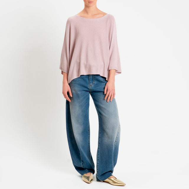 Zeroassoluto-Maglia a scatola scollo barca manica pipistrello - pink