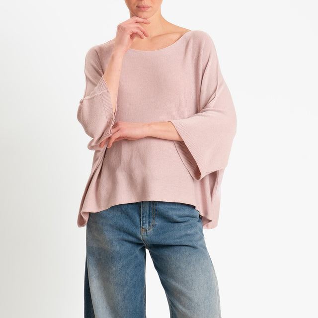 Zeroassoluto-Maglia a scatola scollo barca manica pipistrello - pink