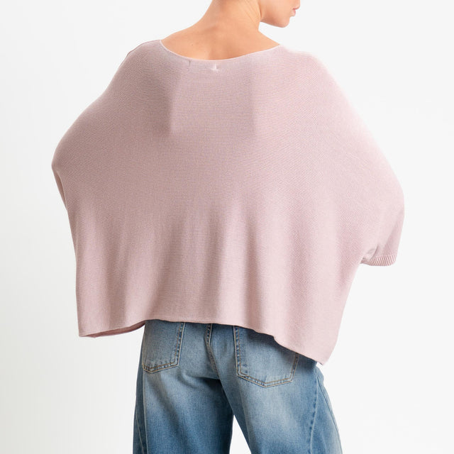 Zeroassoluto-Maglia a scatola scollo barca manica pipistrello - pink