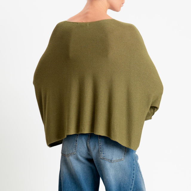 Zeroassoluto-Maglia a scatola scollo barca manica pipistrello - olio