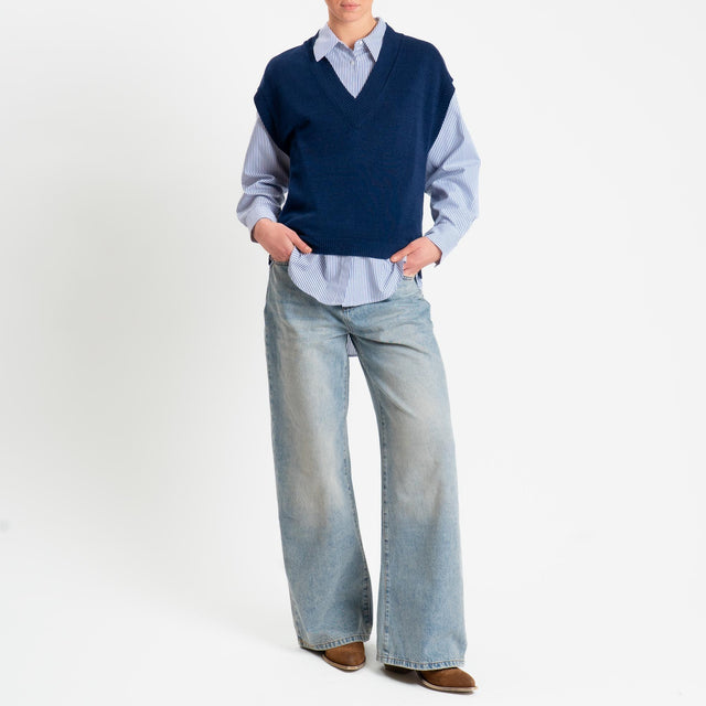 Zeroassoluto-Gilet scollo v - blu