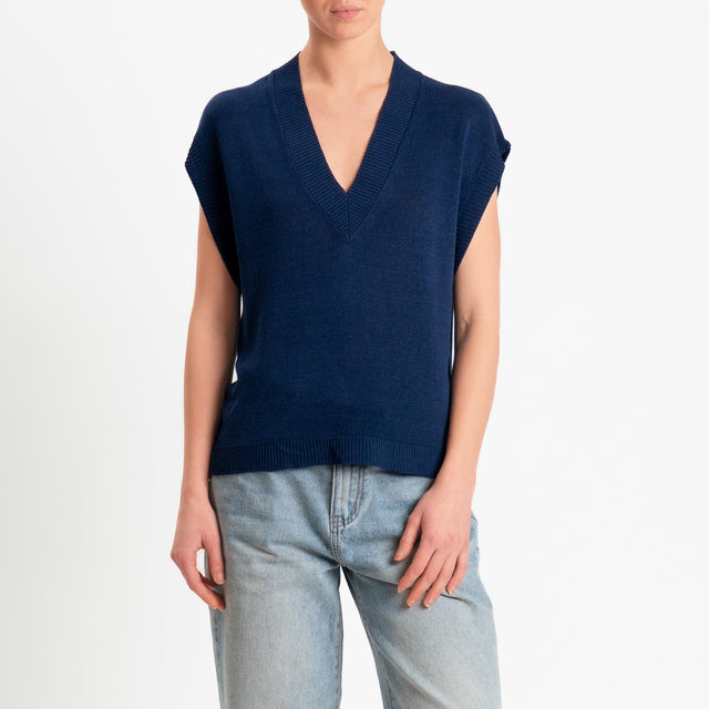 Zeroassoluto-Gilet scollo v - blu