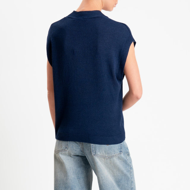 Zeroassoluto-Gilet scollo v - blu