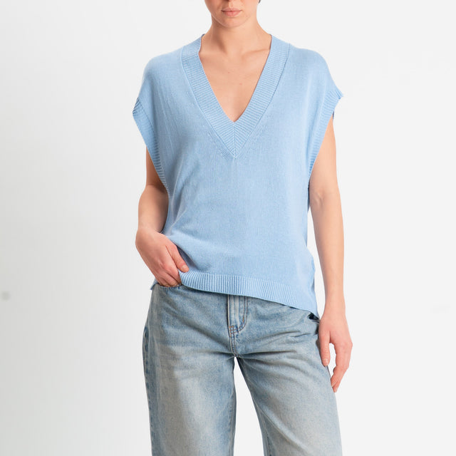 Zeroassoluto-Gilet scollo v - sky