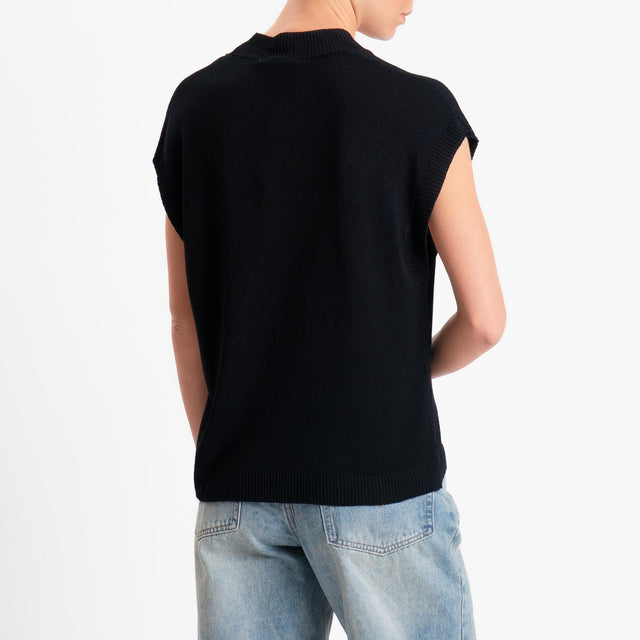 Zeroassoluto-Gilet scollo v - nero
