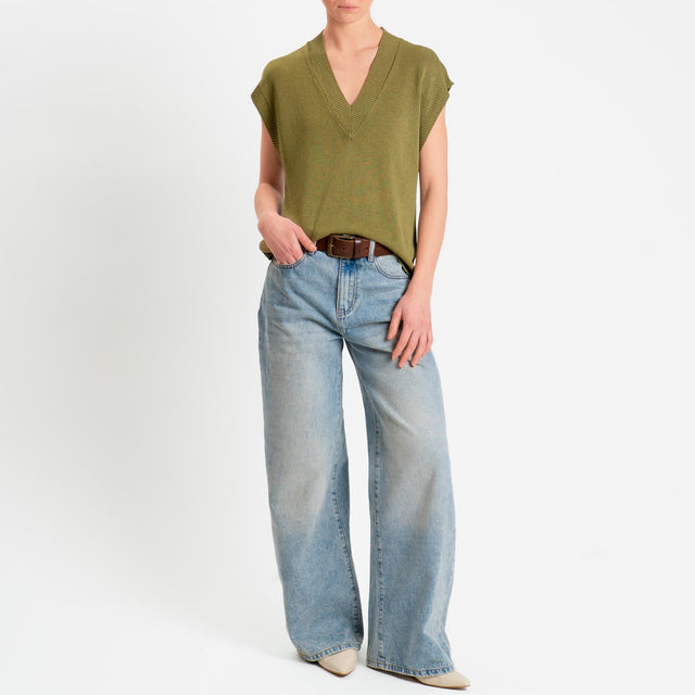 Zeroassoluto-Gilet scollo v - olio