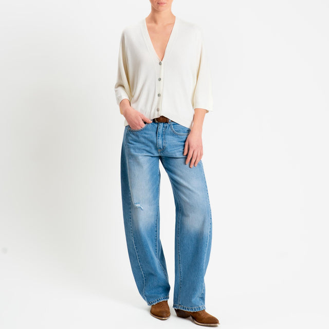 Zeroassoluto-Cardigan scollo v manica 3/4 - panna