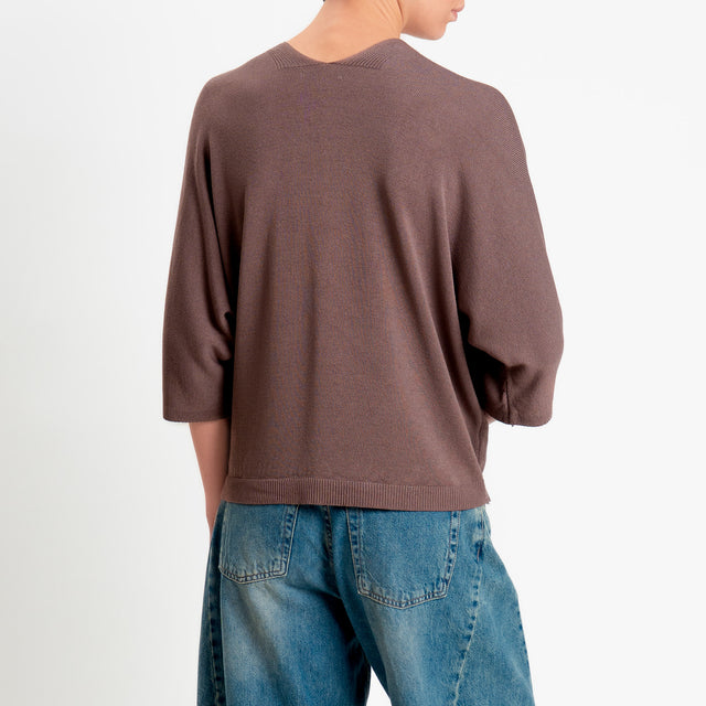 Zeroassoluto-Cardigan scollo v - moka