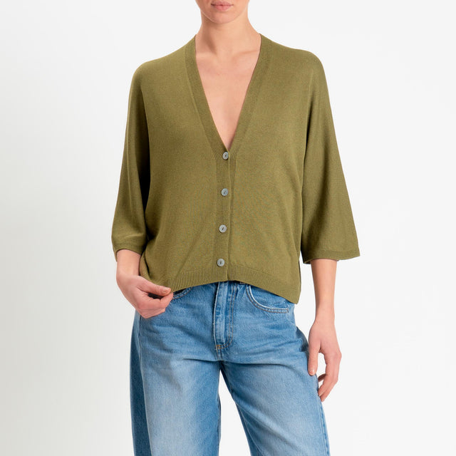 Zeroassoluto-Cardigan scollo v manica 3/4  - olio