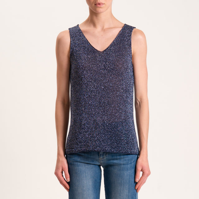 Zeroassoluto-Top in lurex taglio vivo - blu