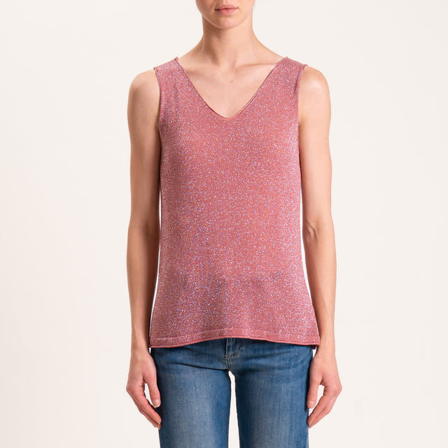 Zeroassoluto-Top in lurex taglio vivo - blush