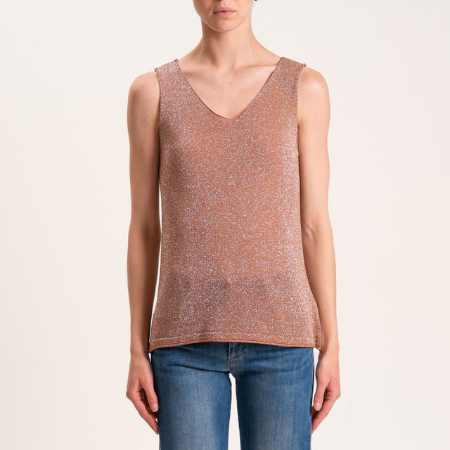 Zeroassoluto-Top in lurex taglio vivo - coccio