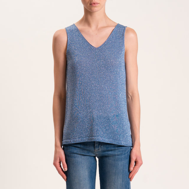 Zeroassoluto-Top in lurex taglio vivo - jeans