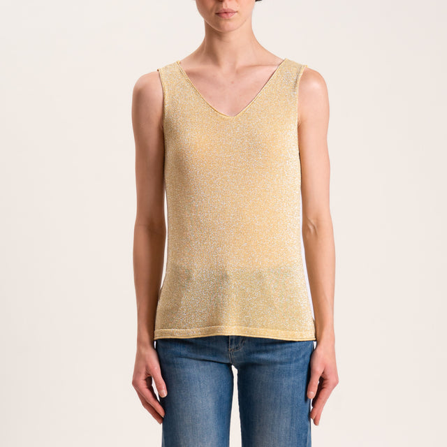 Zeroassoluto-Top in lurex taglio vivo - lime