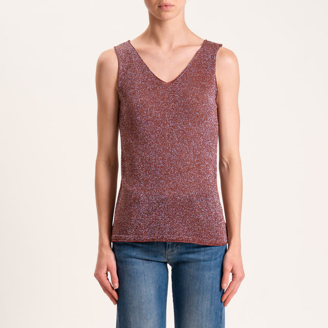 Zeroassoluto-Top in lurex taglio vivo - mattone