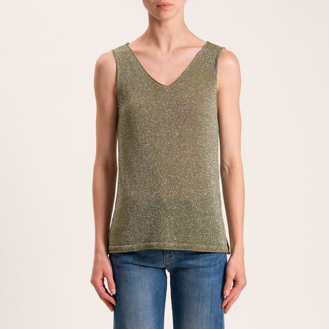 Zeroassoluto-Top in lurex taglio vivo - militare