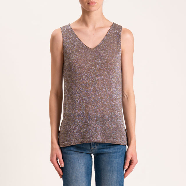 Zeroassoluto-Top in lurex taglio vivo - moro