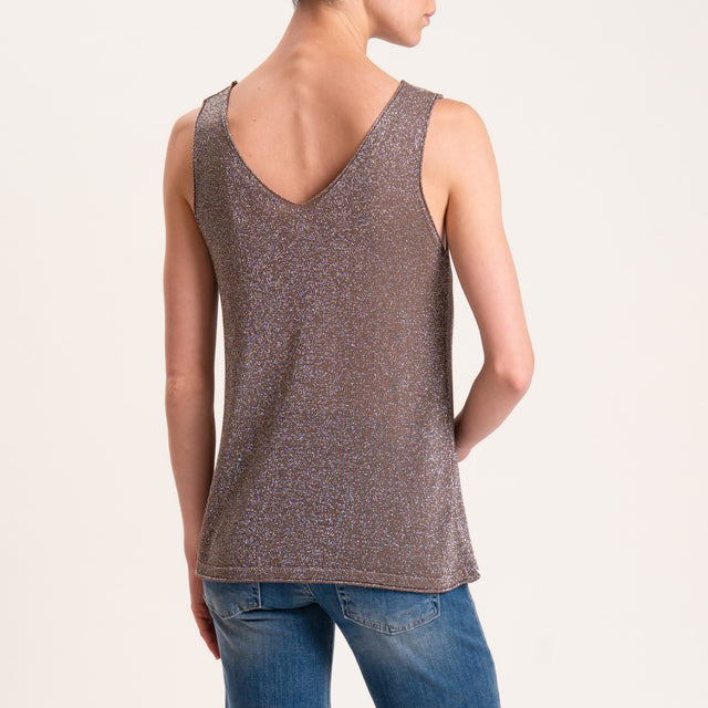 Zeroassoluto-Top in lurex taglio vivo - moro