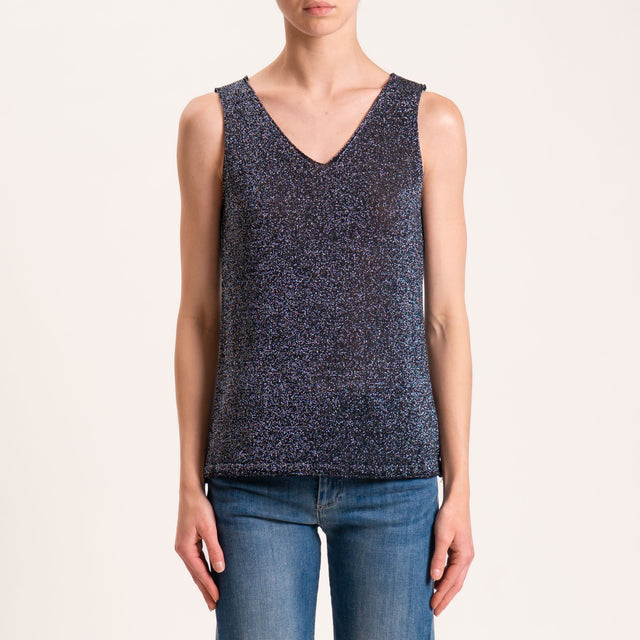 Zeroassoluto-Top in lurex taglio vivo - nero