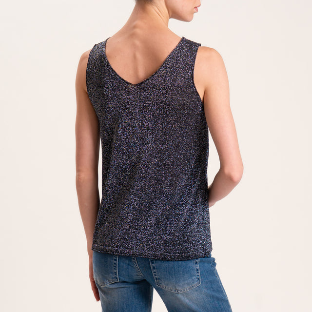 Zeroassoluto-Top in lurex taglio vivo - nero