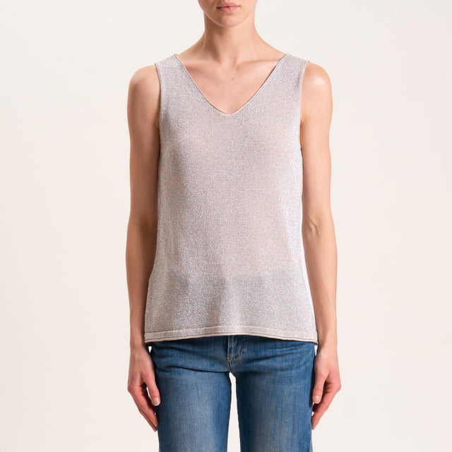 Zeroassoluto-Top in lurex taglio vivo - ostrica